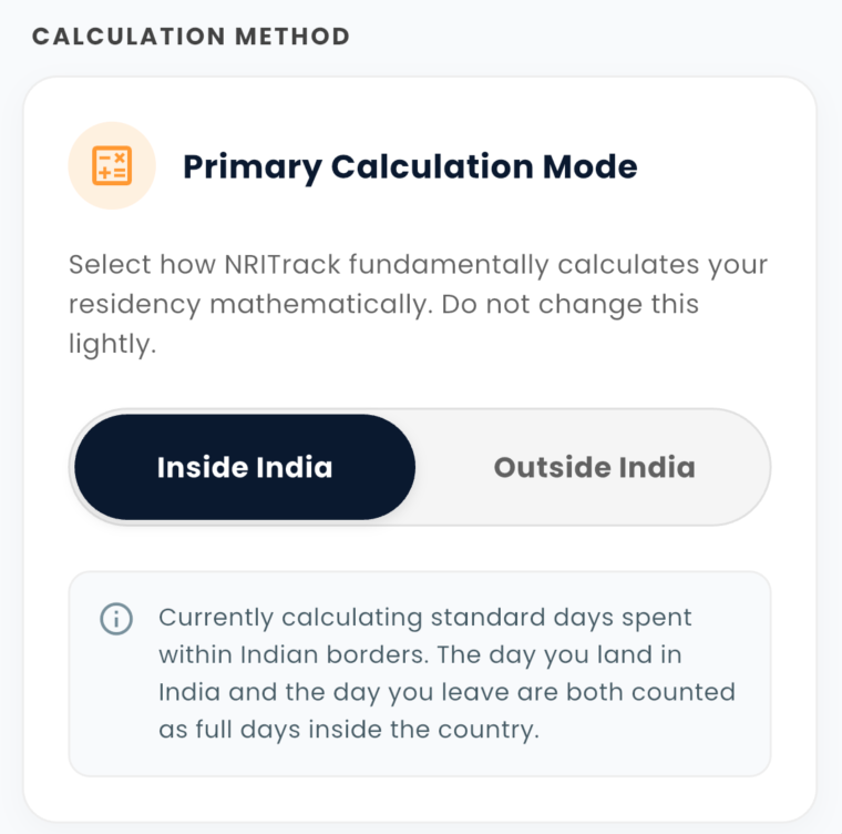 Inside vs Outside India Day Calculation Interface