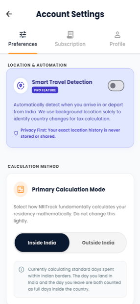 NRITrack Mobile App Travel Simulator